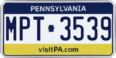PA license plate MPT3539