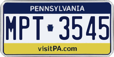 PA license plate MPT3545