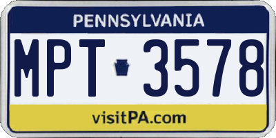 PA license plate MPT3578