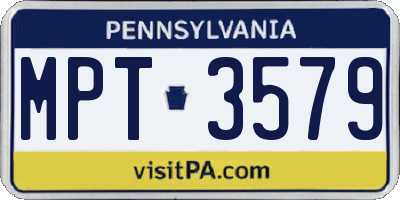 PA license plate MPT3579