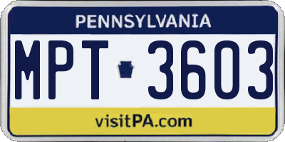 PA license plate MPT3603