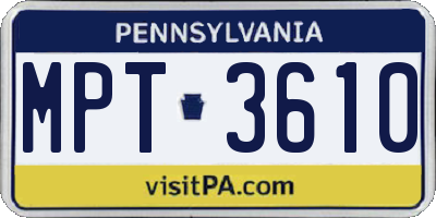 PA license plate MPT3610