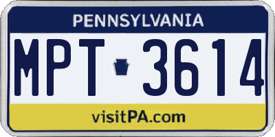 PA license plate MPT3614