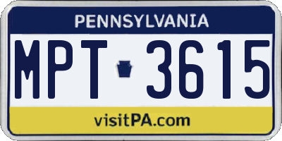PA license plate MPT3615