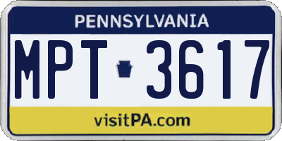 PA license plate MPT3617