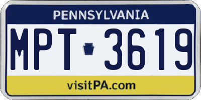 PA license plate MPT3619