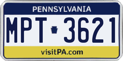 PA license plate MPT3621