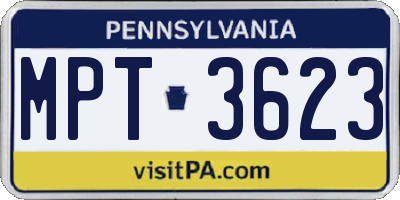 PA license plate MPT3623