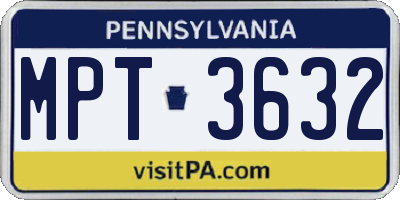 PA license plate MPT3632