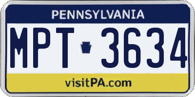 PA license plate MPT3634