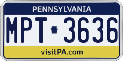 PA license plate MPT3636