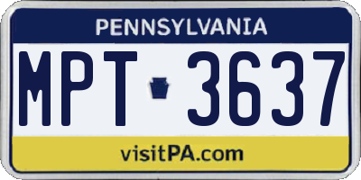 PA license plate MPT3637