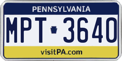 PA license plate MPT3640
