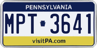 PA license plate MPT3641