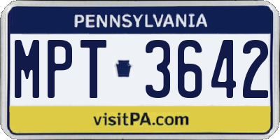 PA license plate MPT3642