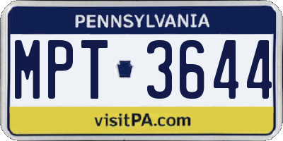 PA license plate MPT3644