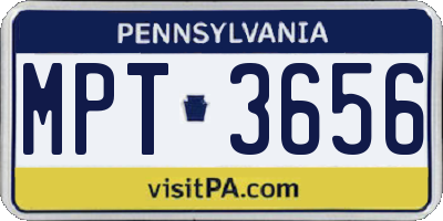PA license plate MPT3656