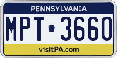 PA license plate MPT3660
