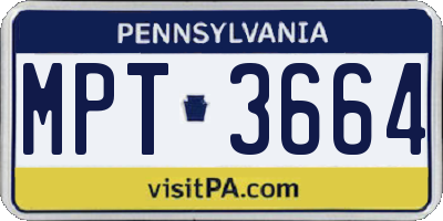PA license plate MPT3664