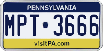 PA license plate MPT3666