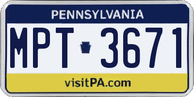 PA license plate MPT3671