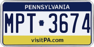 PA license plate MPT3674