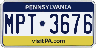 PA license plate MPT3676