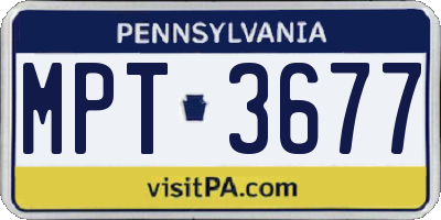 PA license plate MPT3677