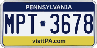 PA license plate MPT3678