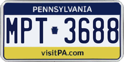 PA license plate MPT3688