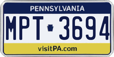 PA license plate MPT3694
