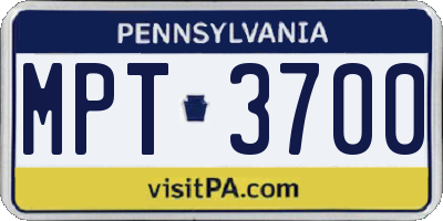 PA license plate MPT3700