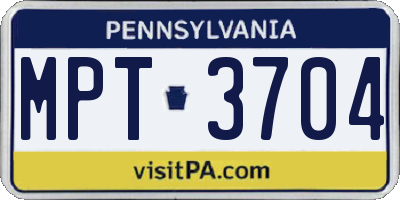 PA license plate MPT3704