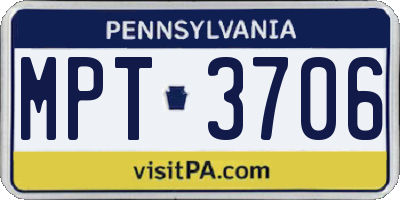 PA license plate MPT3706
