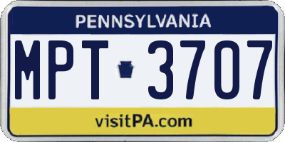 PA license plate MPT3707