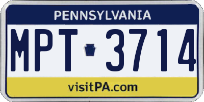 PA license plate MPT3714