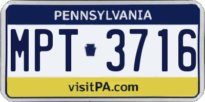 PA license plate MPT3716