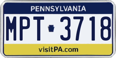 PA license plate MPT3718