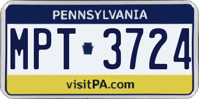 PA license plate MPT3724