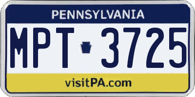 PA license plate MPT3725