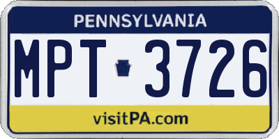 PA license plate MPT3726