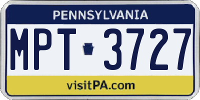 PA license plate MPT3727