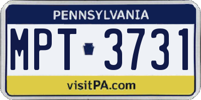 PA license plate MPT3731