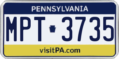 PA license plate MPT3735