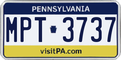 PA license plate MPT3737