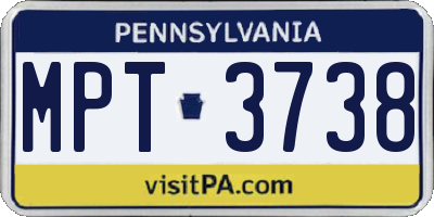 PA license plate MPT3738
