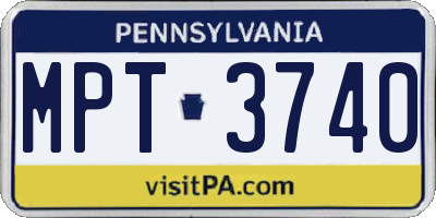 PA license plate MPT3740