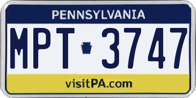PA license plate MPT3747