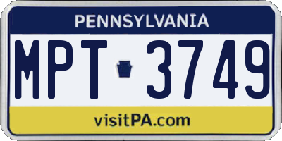 PA license plate MPT3749