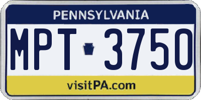 PA license plate MPT3750